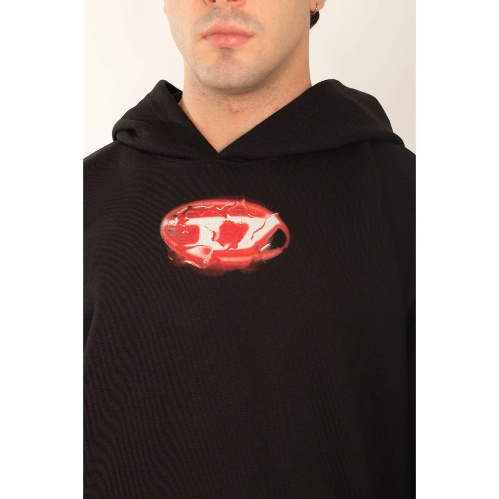 Diesel Achterlogo hoodie in 9XX Black Heren