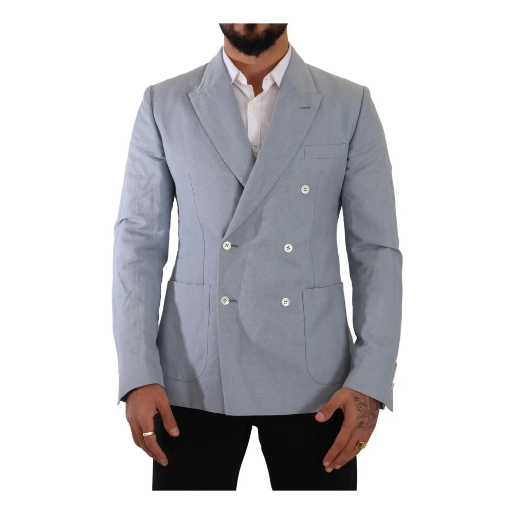 Dolce & Gabbana Blue Slim Fit Double Breasted Blazer - Male - Blazers - L - Jackets