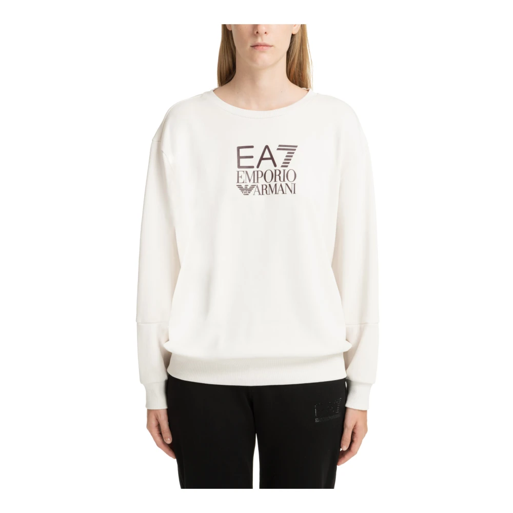 Emporio Armani EA7 Effen Logo Sweatshirt White Dames