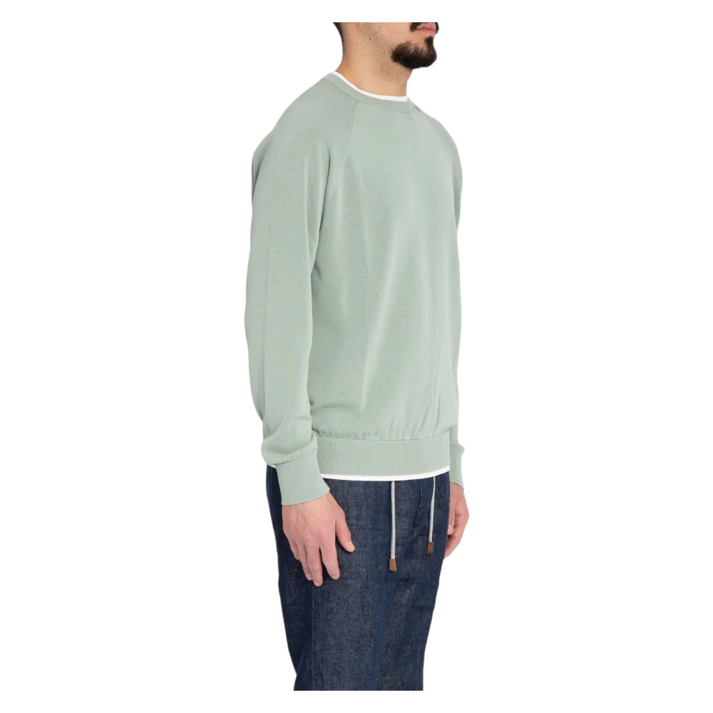 Eleventy Katoenen Crewneck Sweater Green Heren