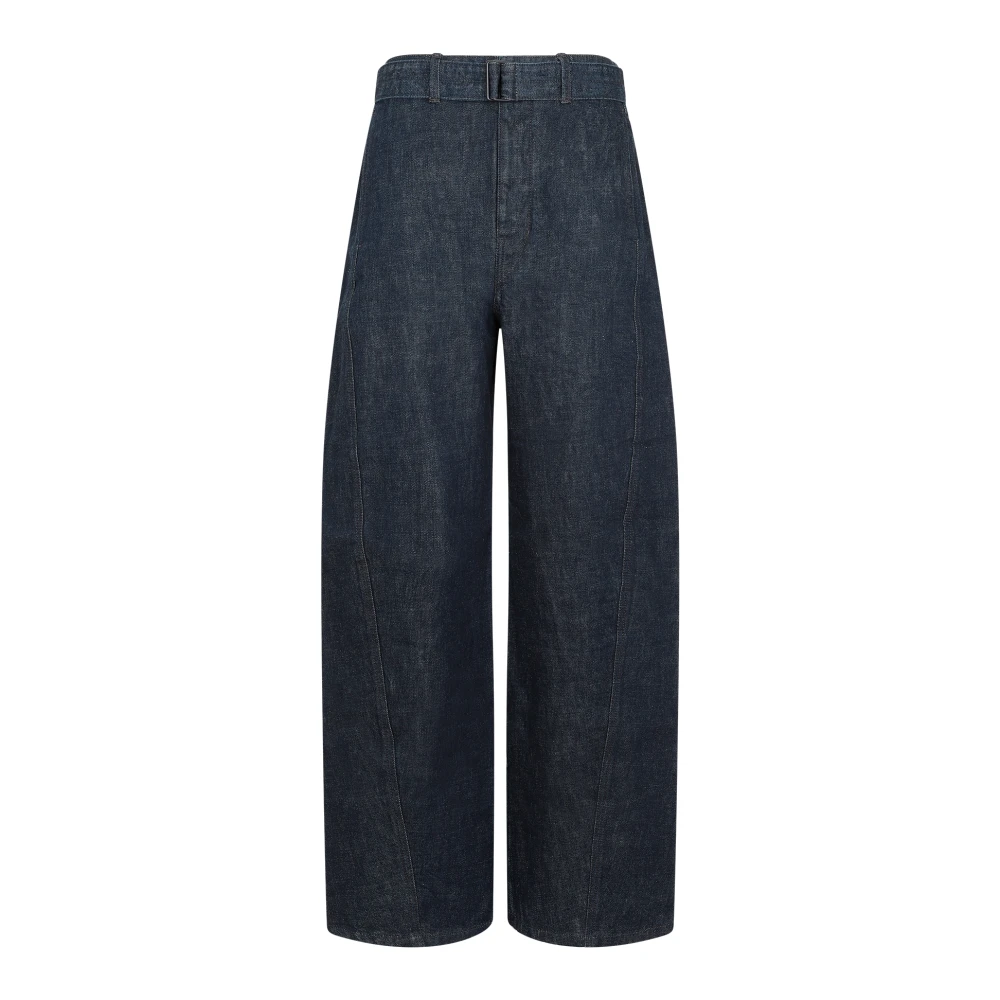 Lemaire Indigo Twisted Riem Denim Broek Blue Dames