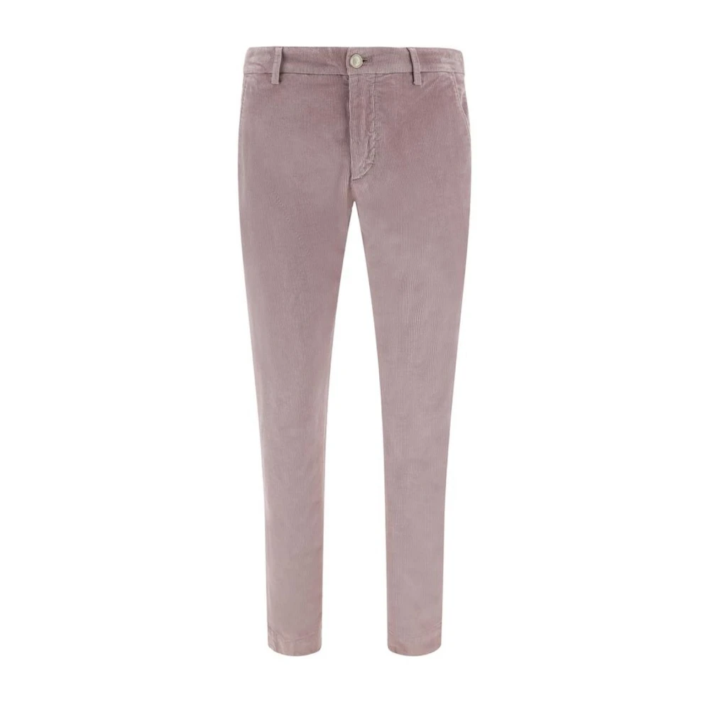 Hand Picked Corduroy Straight Broek met knoopsluiting Pink Heren