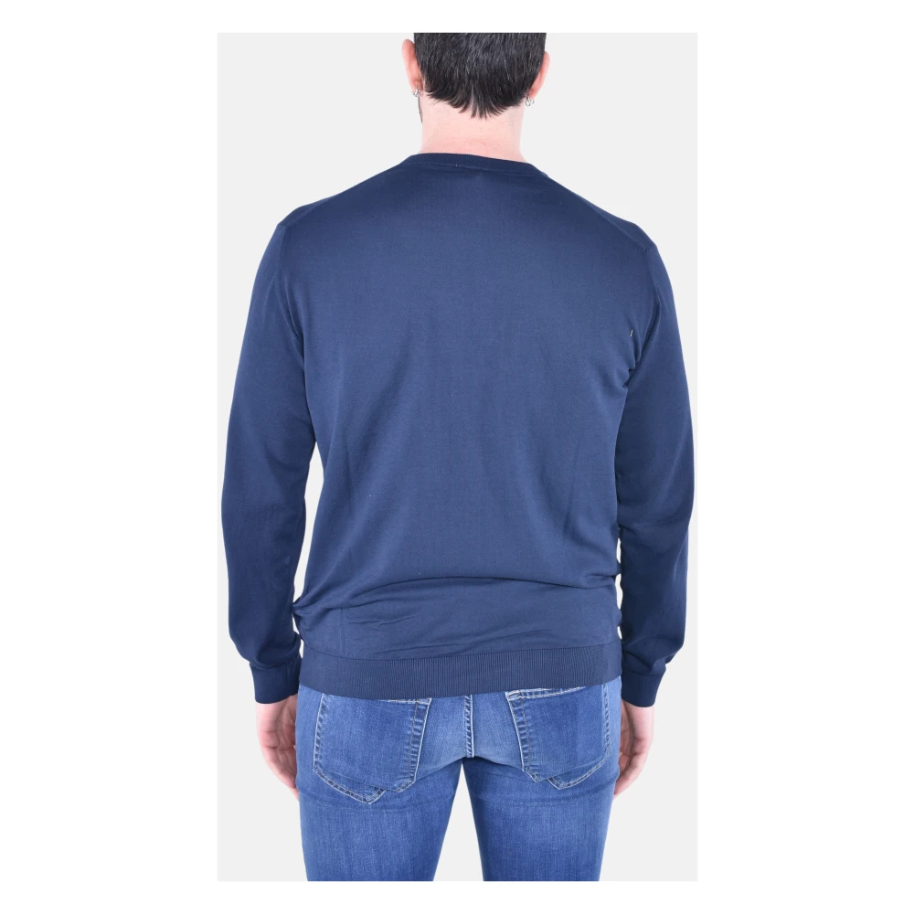 Blauer Katoenen Crewneck Sweater met Vervaagd Effect Blue Heren