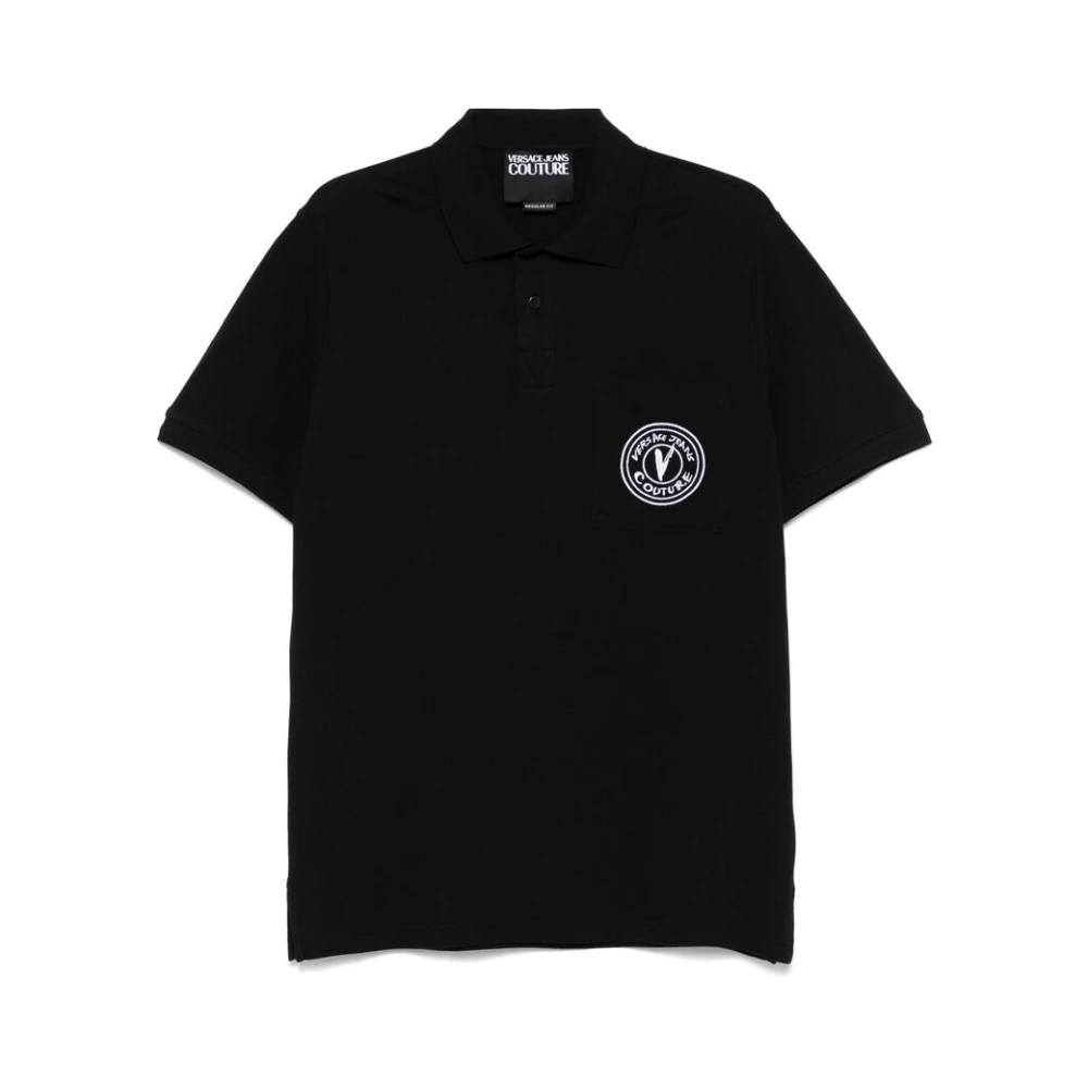 Versace Jeans Couture Zwarte Trui met Zak en Knopen Black Heren