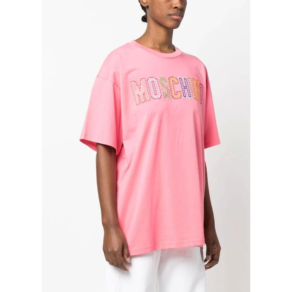 Moschino Multicolor geborduurd logo roze shirt Pink Dames