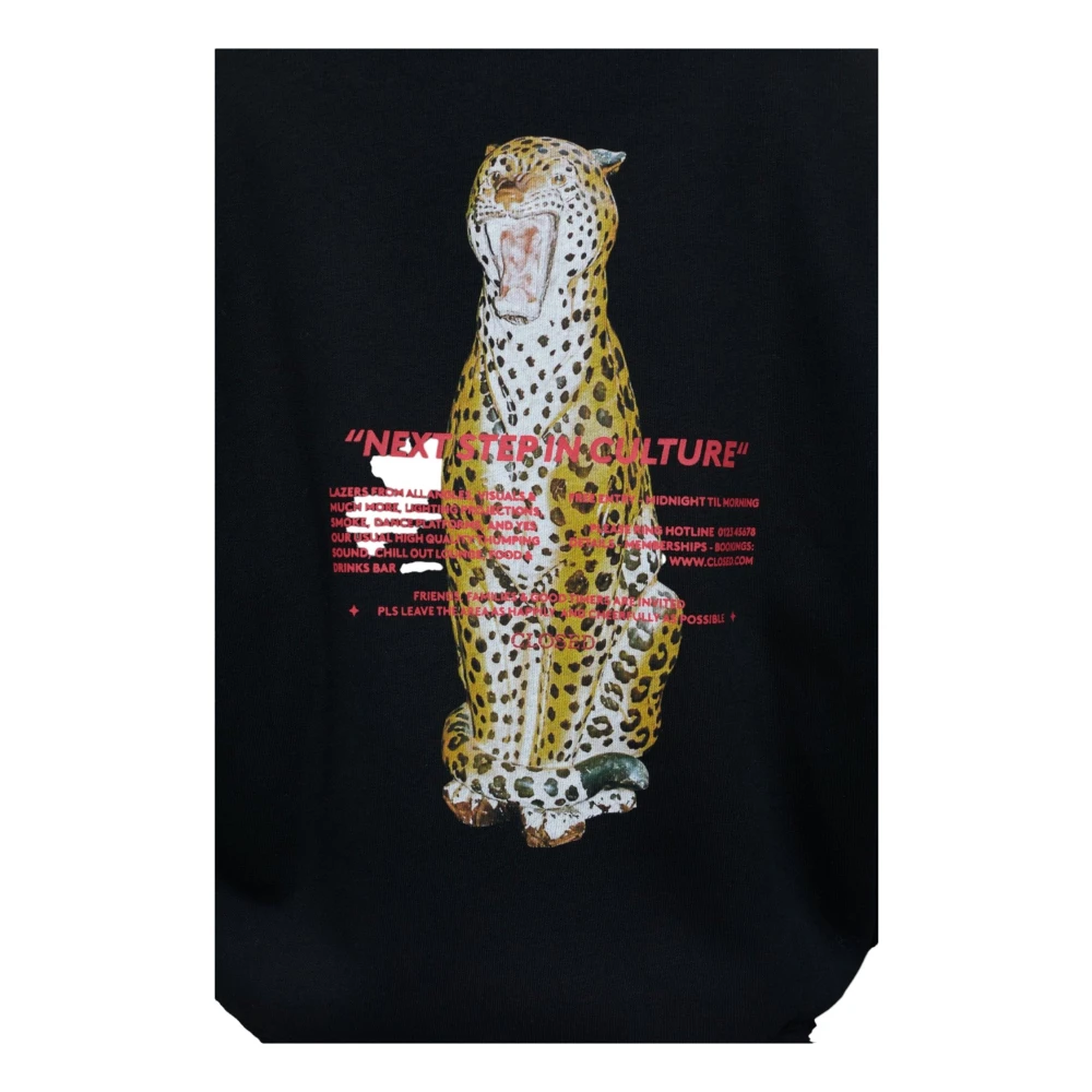 closed Sweatshirt met print en ribdetails Black Dames