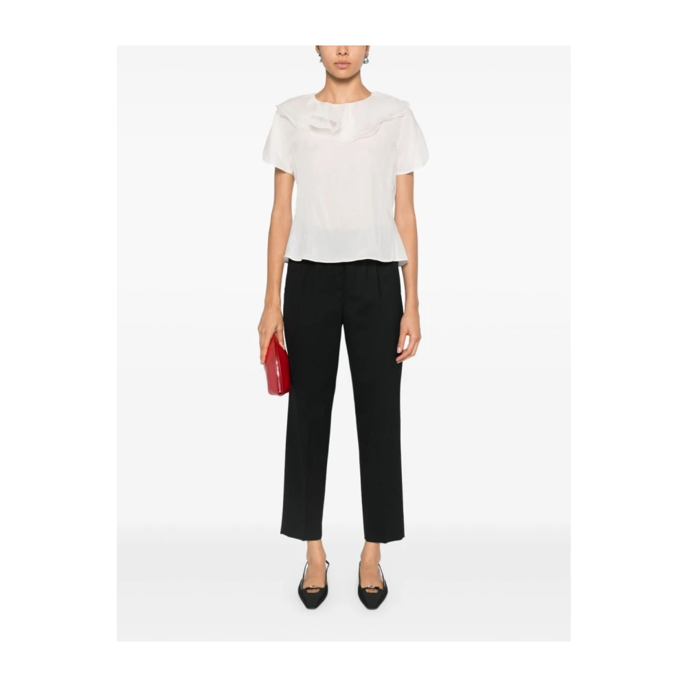 Emporio Armani Witte Zijden Gerimpelde Top White Dames
