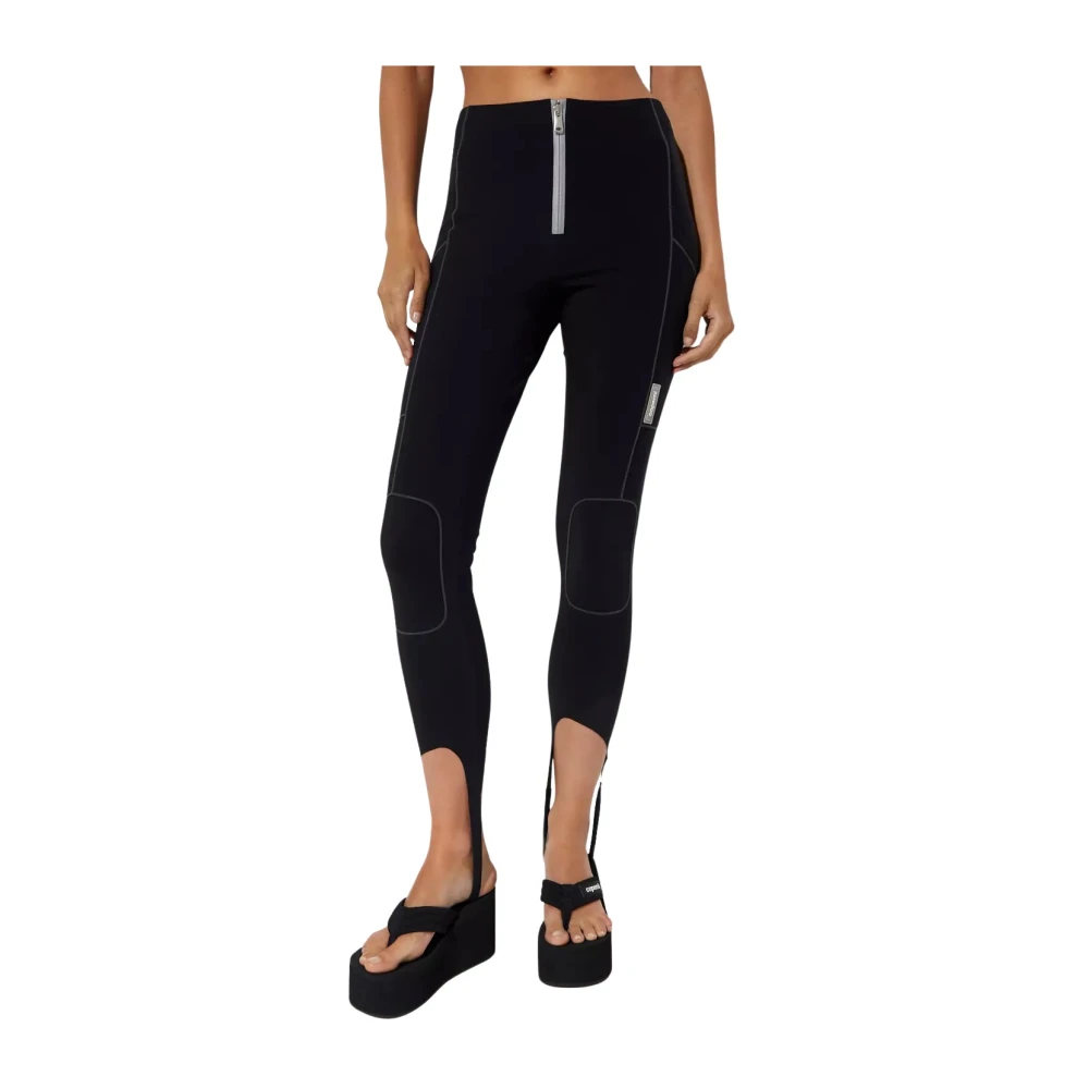 Coperni Zwarte Leggings met Decoratieve Stiksels Black Dames