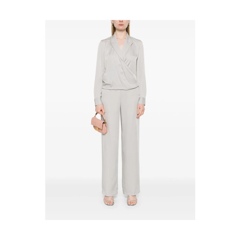 Theory Diepe V-hals Lange Mouw Shirt Gray Dames