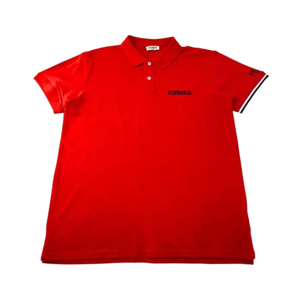 Iceberg Men's Red Cotton Polo Shirt With Chest Logo - Polo Shirts - M- Tops