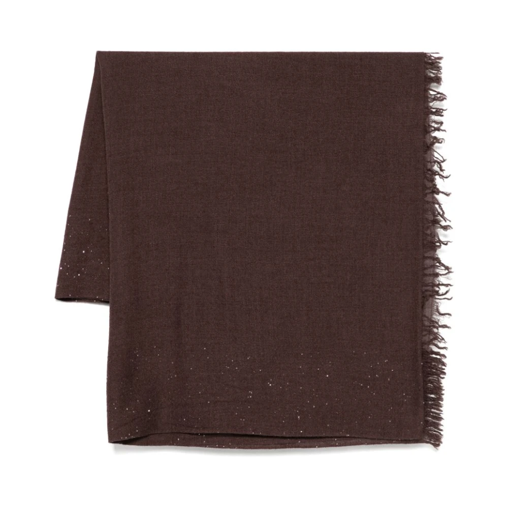 Faliero Sarti Bruine Zijde Wol Blend Sjaal Brown Dames