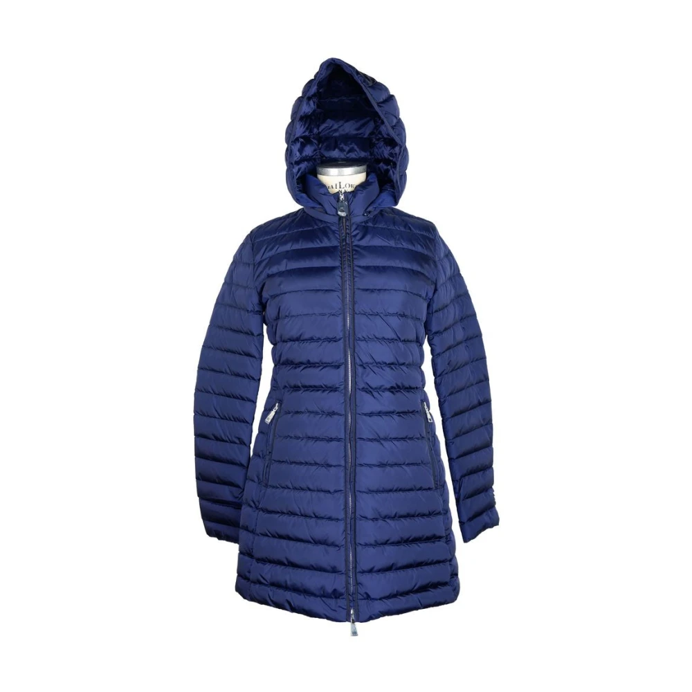 Add Blauwe dons gewatteerde jas met capuchon Blue Dames