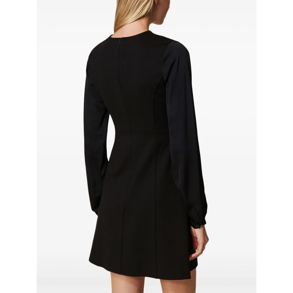 Twinset Zwarte V-hals Jurk met Lange Mouwen Black Dames