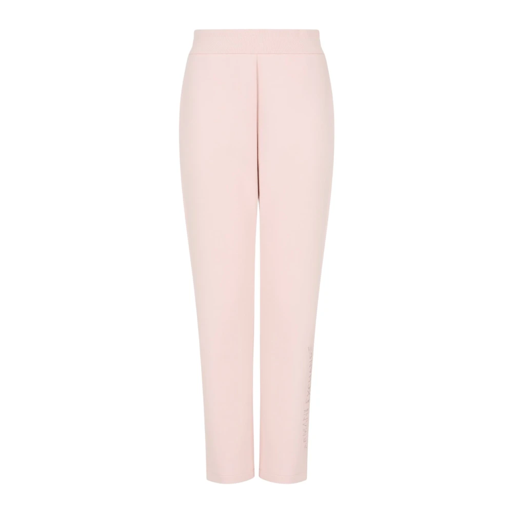 Armani Exchange Donna Rosa - Pantaloni Jogger In Tessuto Stretch Con Logo In Strass - Trousers - L