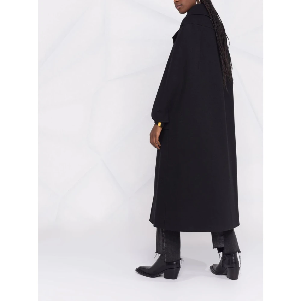 Maison Margiela Zwarte wollen overjas met iconische stiksels Black Dames