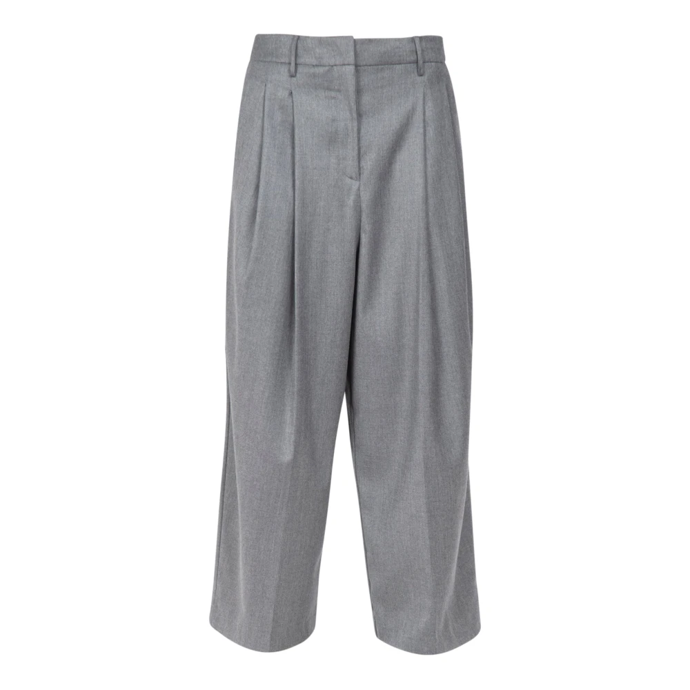 Semicouture Wijde broek van wolflanel Gray Dames