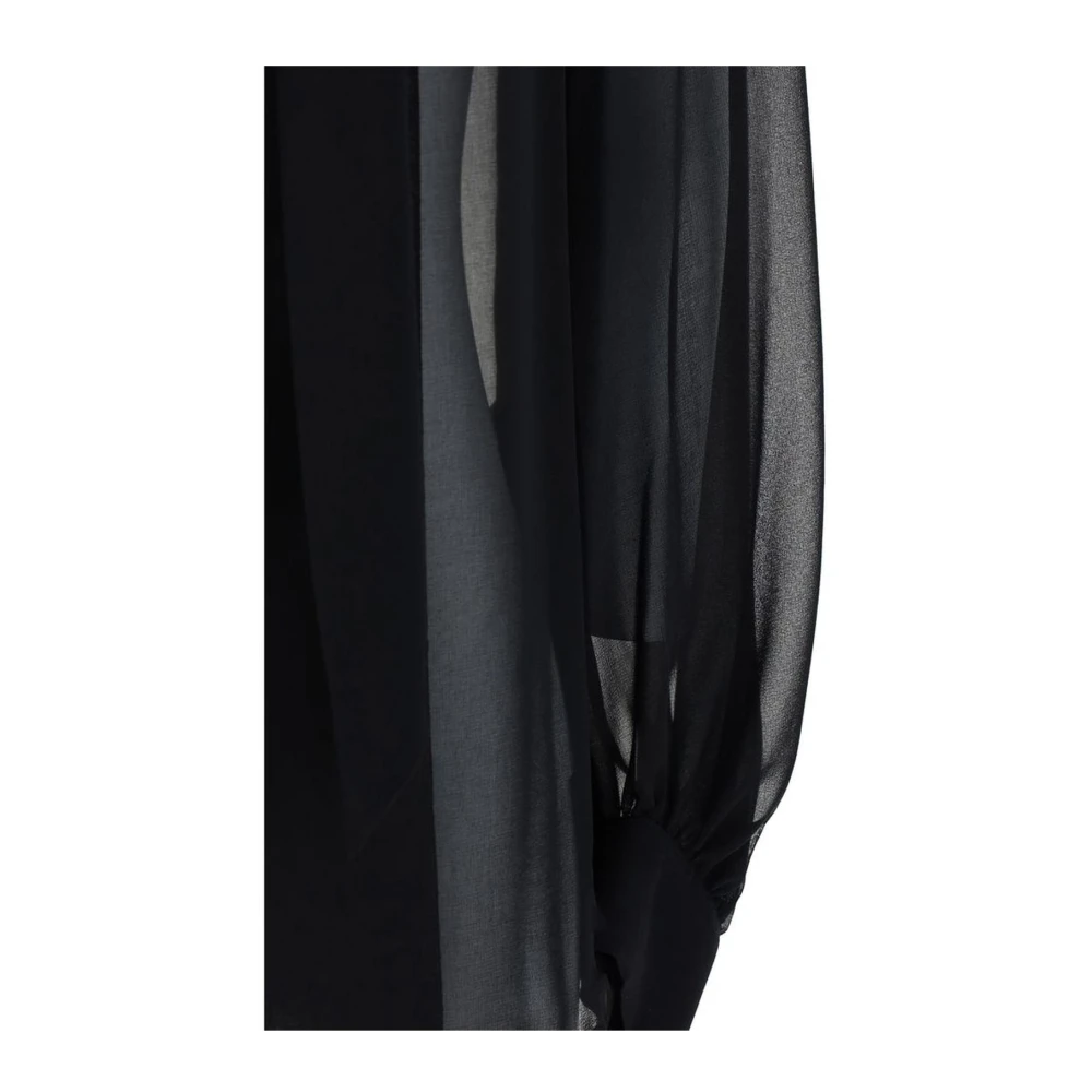 P.a.r.o.s.h. V-hals Shirt met Geknoopte Sjerp Black Dames