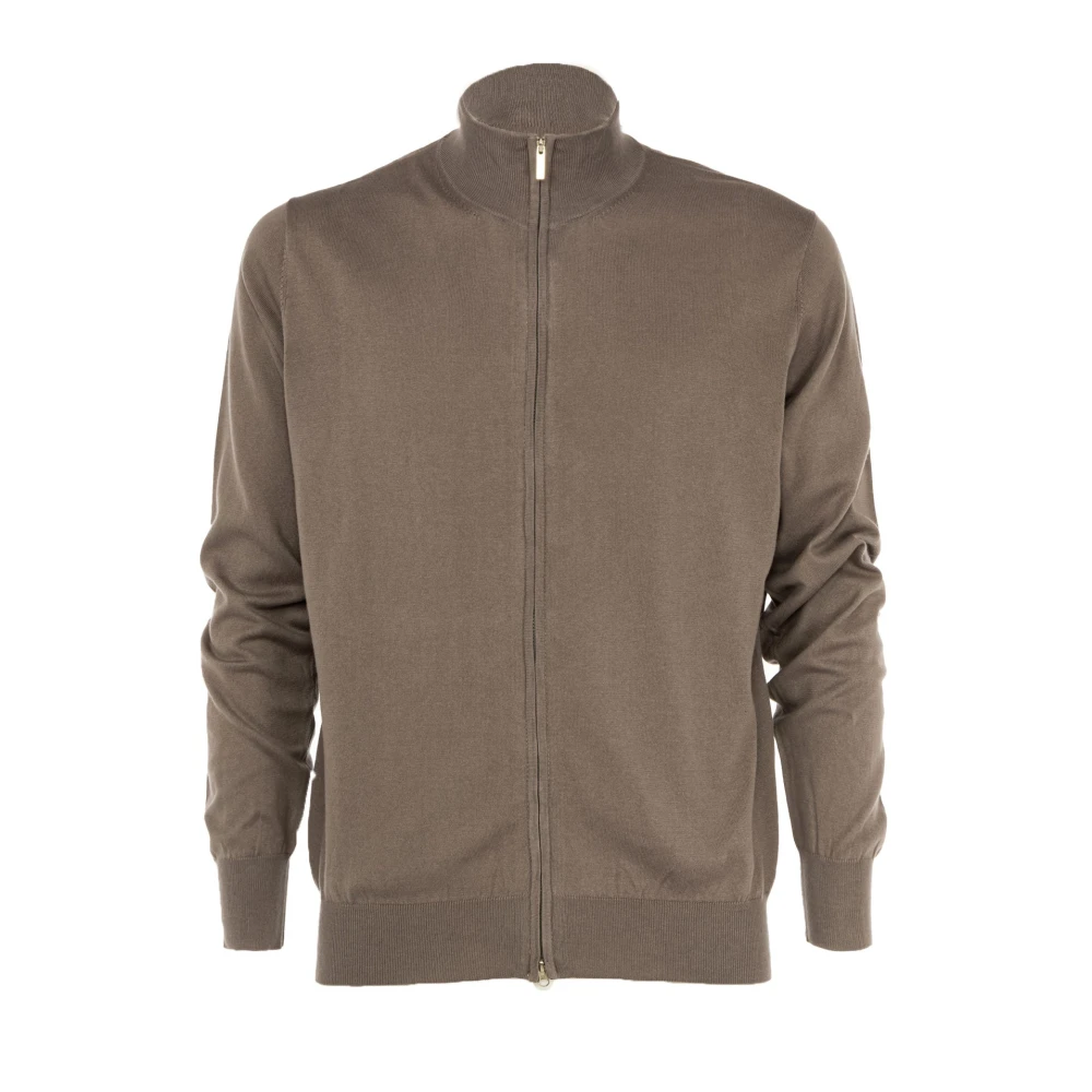 Cashmere Company Lichtgewicht Zip Pullover voor mannen Brown Heren