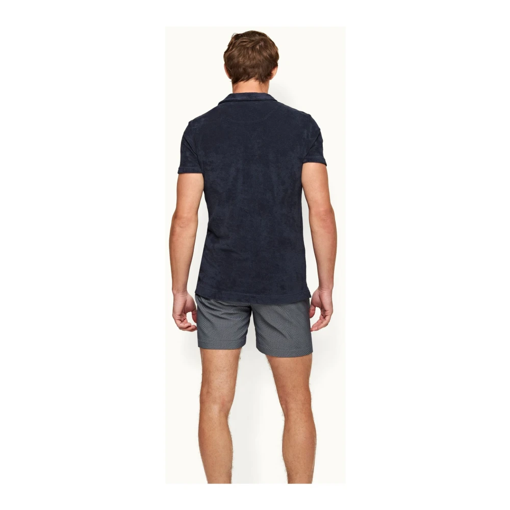 Orlebar Brown Navy Badstof Polo Shirt Blue Heren