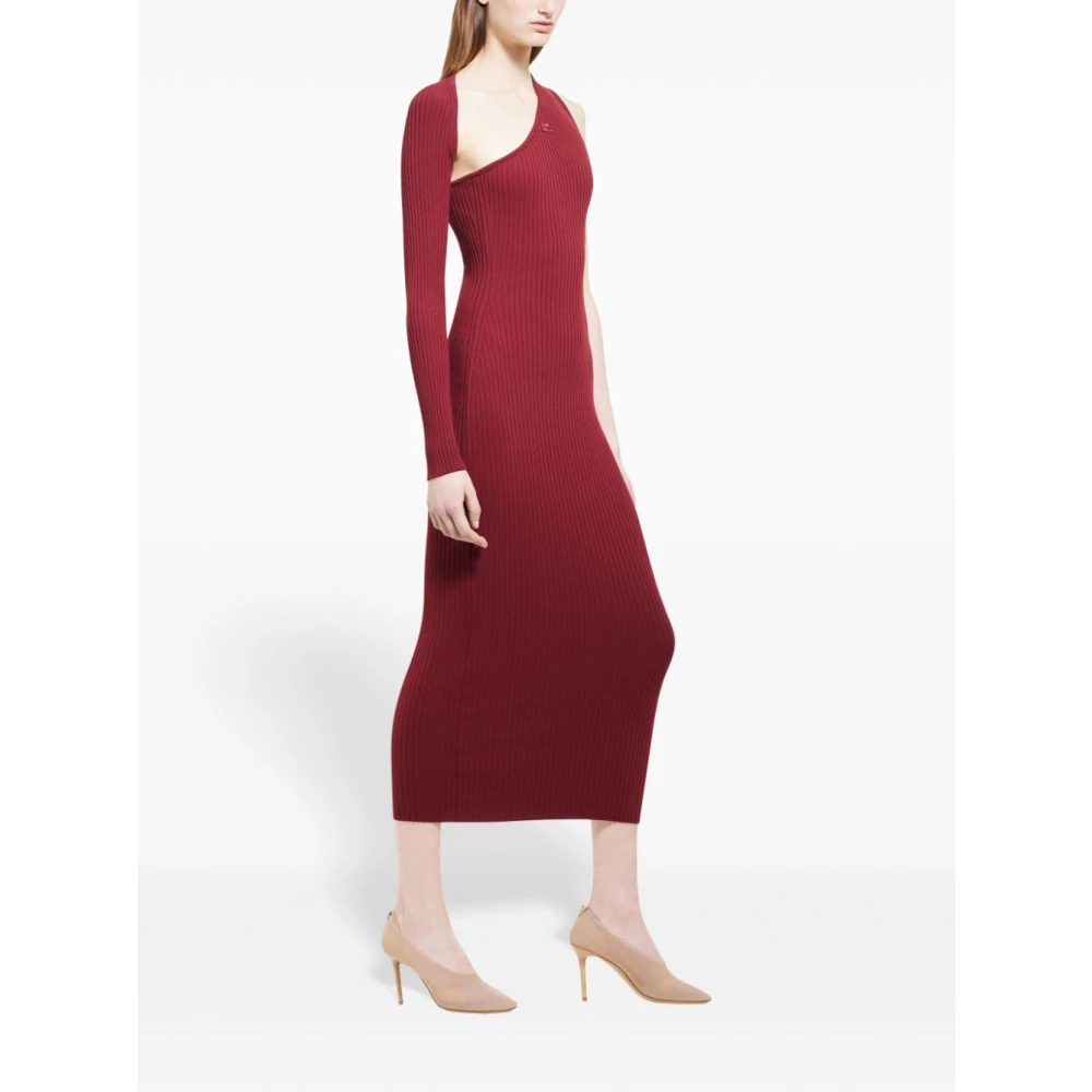 Courrèges Asymmetrische Lange Jurk Bordeaux Rood Red Dames