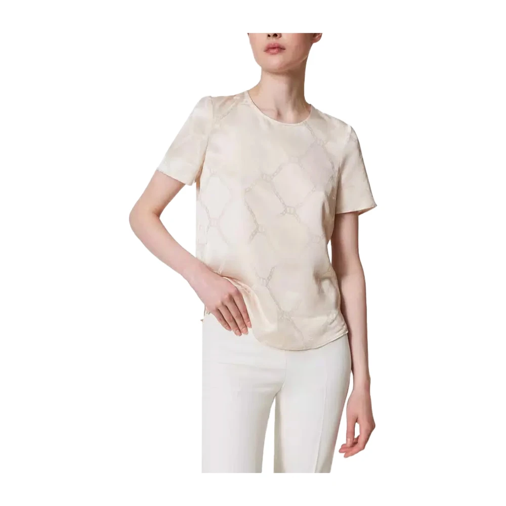 Twinset Lyocell T Jacquard Blouse White Dames