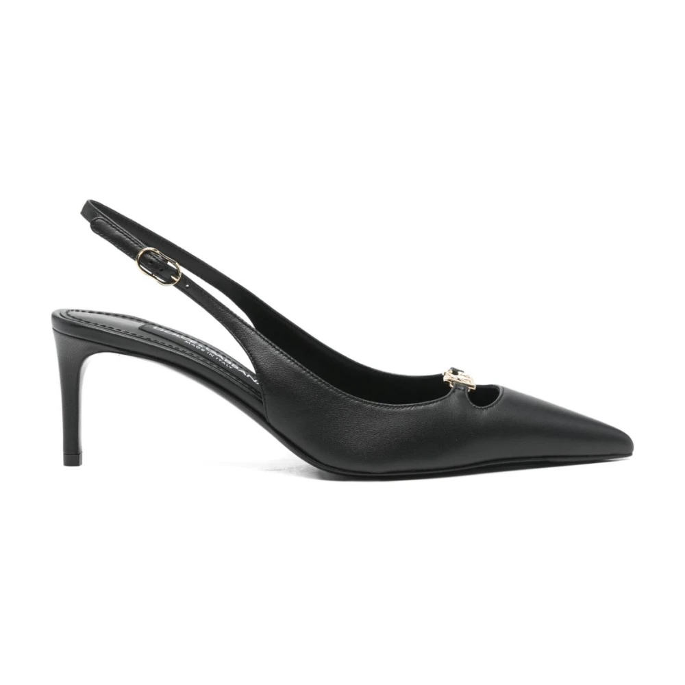Dolce & Gabbana Women's Black Pumps, 6 Uk, Lollo Silk Nappa Leather Slingback