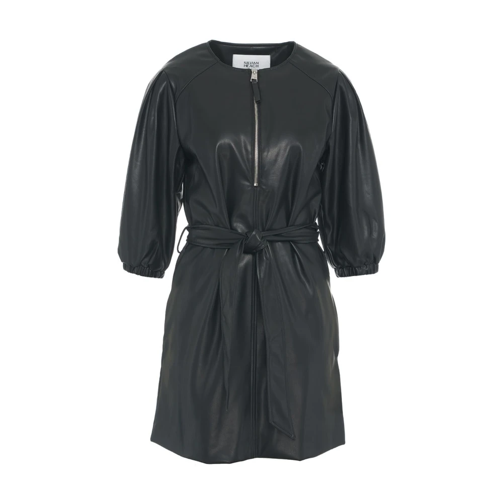 Silvian Heach Zwarte Faux Leren Jurk Aw24 Black Dames