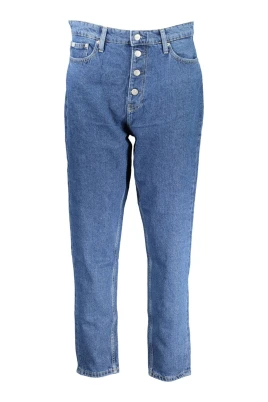 Blå Denim Mom Jeans med Logo
