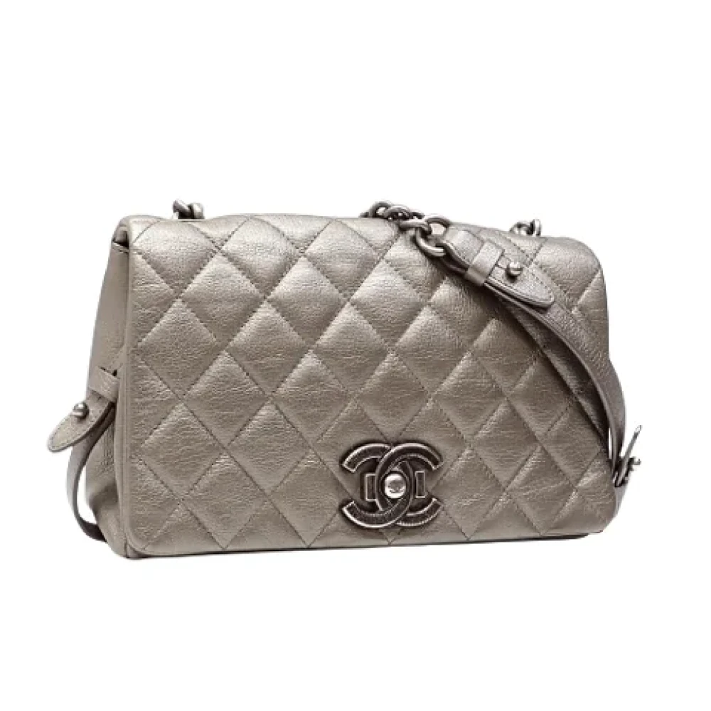 Chanel Vintage Pre-owned Leather chanel-bags Gray Dames