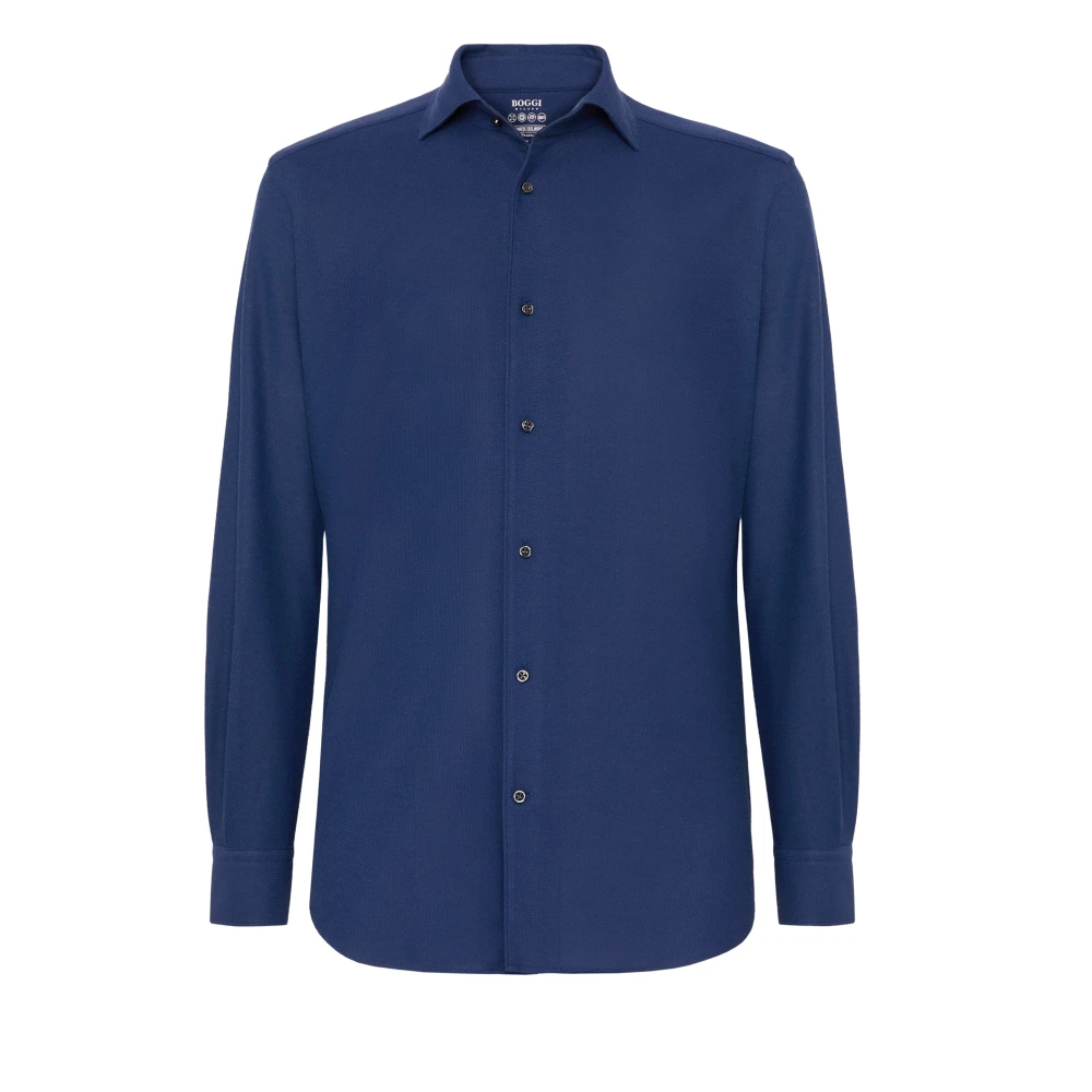 Boggi Milano Regular Fit Japans Jersey Polo Shirt Blue Heren