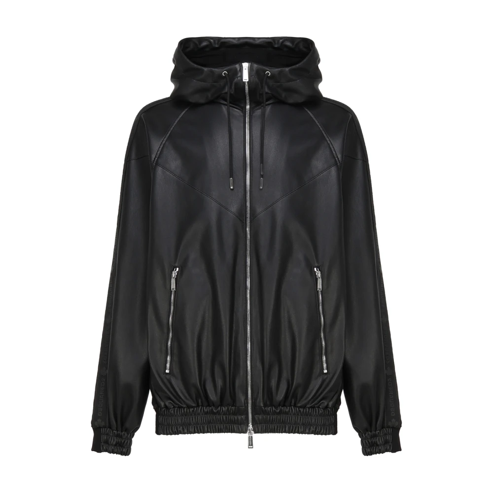 Dsquared2 Men's Black Light Jackets,, Cotton Elastan Coats Medium