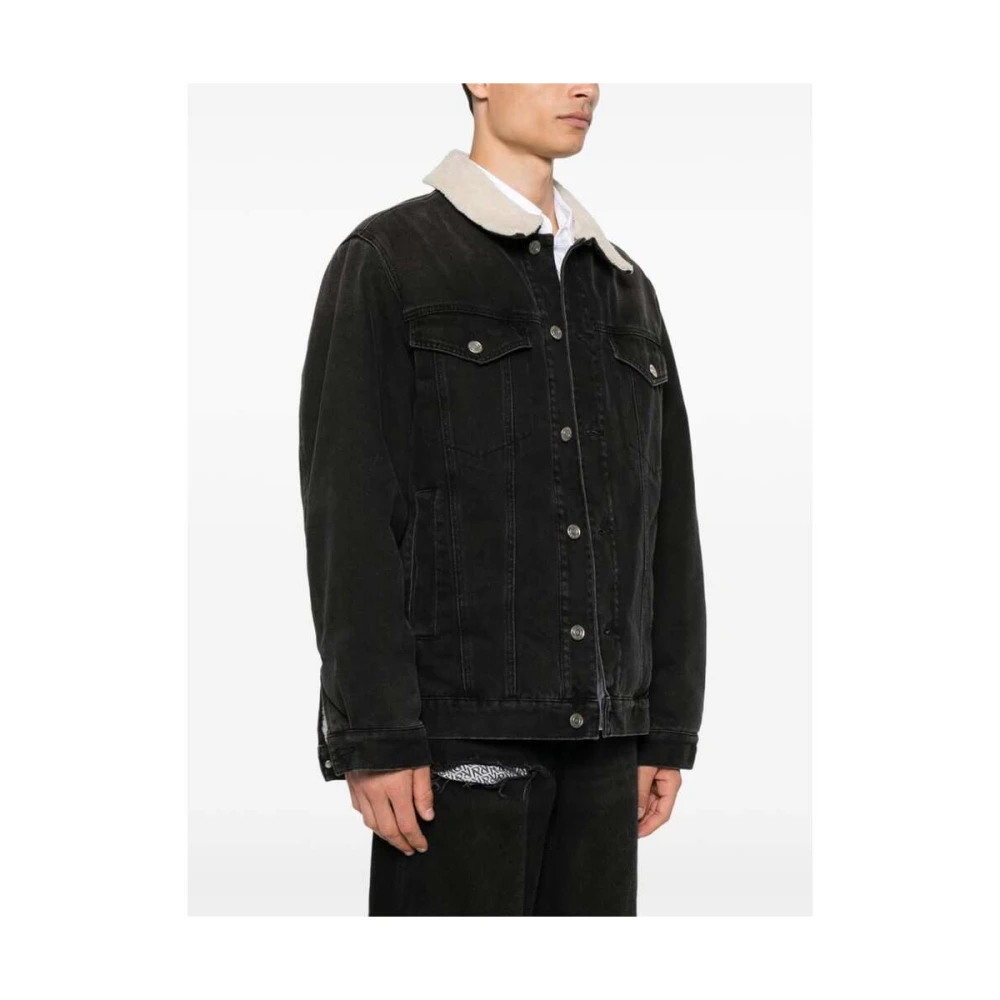 Isabel marant Zwarte Denimjas met Shearling Voering Black Heren
