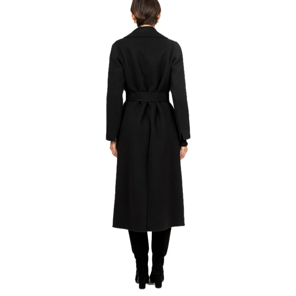 Max Mara Zwarte wollen jas met riem Black Dames