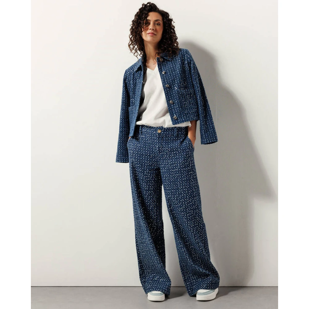 Tramontana Paillet Denim Broek Blue Dames