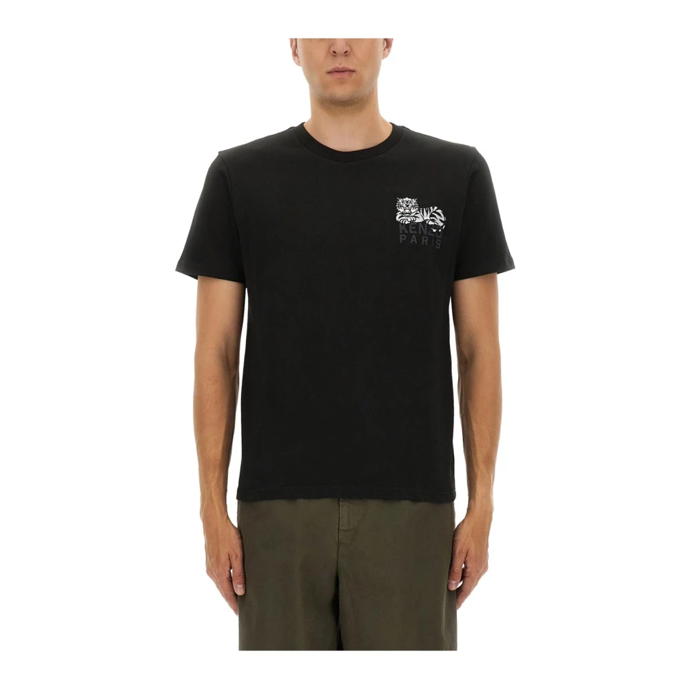 Kenzo Svart Happy Tiger T-Shirt