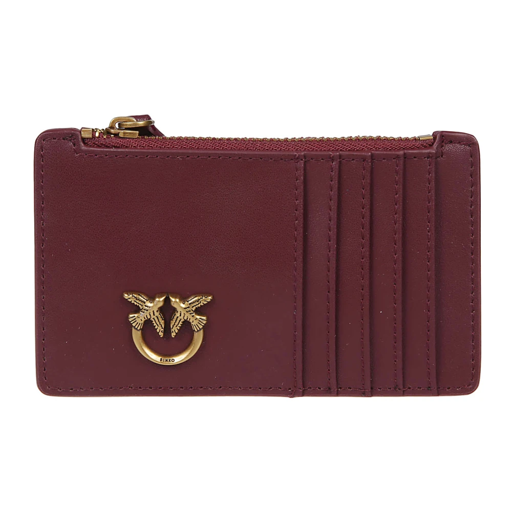 pinko Intenso Antique Gold Airone Creditcardhouder Red Dames
