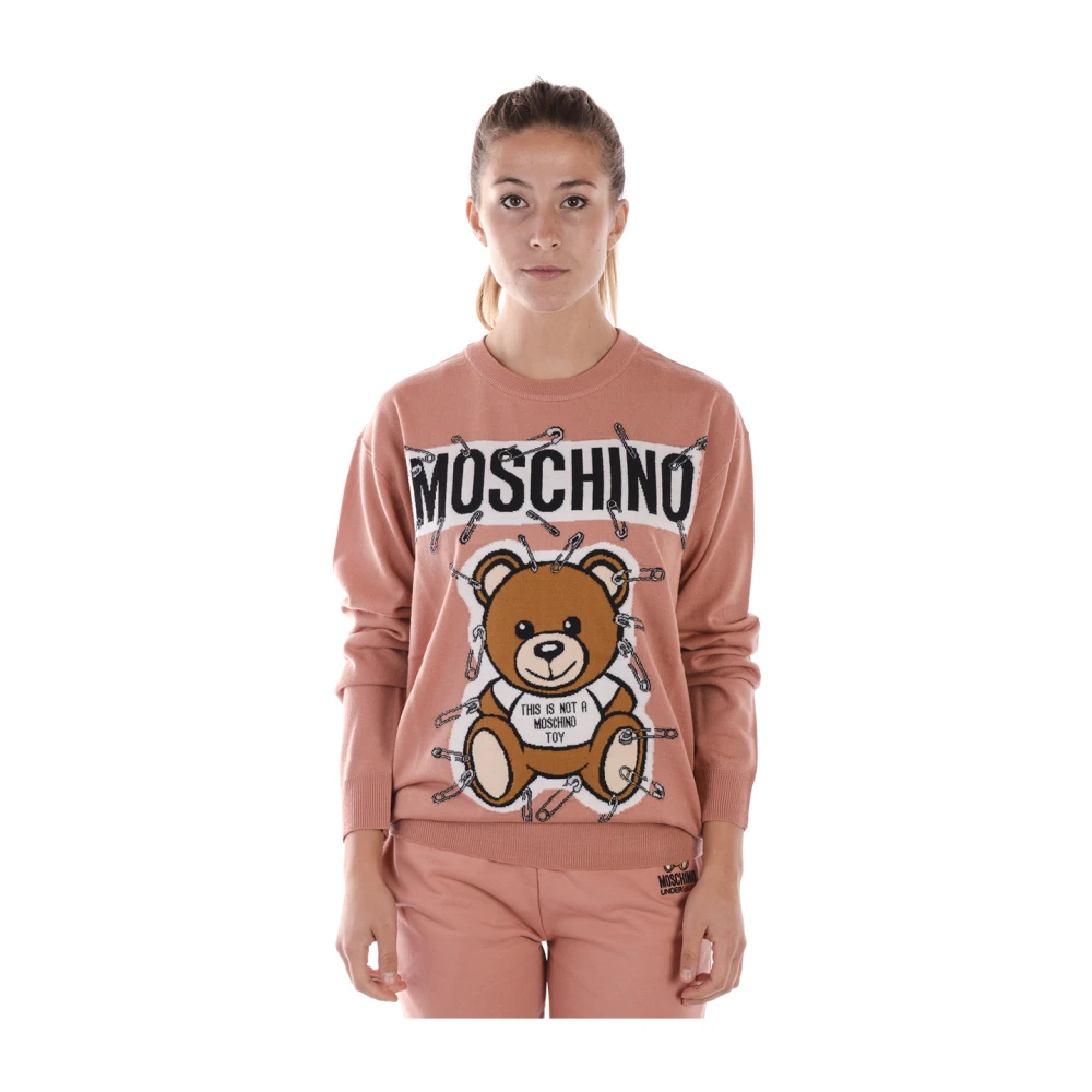 Moschino Women's Multicolor Round-Neck Knitwear, 2XS, Round-Neck Jumper