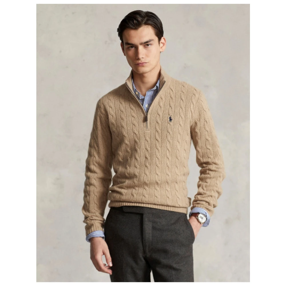 Polo Ralph Lauren Gedraaide wol en kasjmier half-zip trui Beige Heren