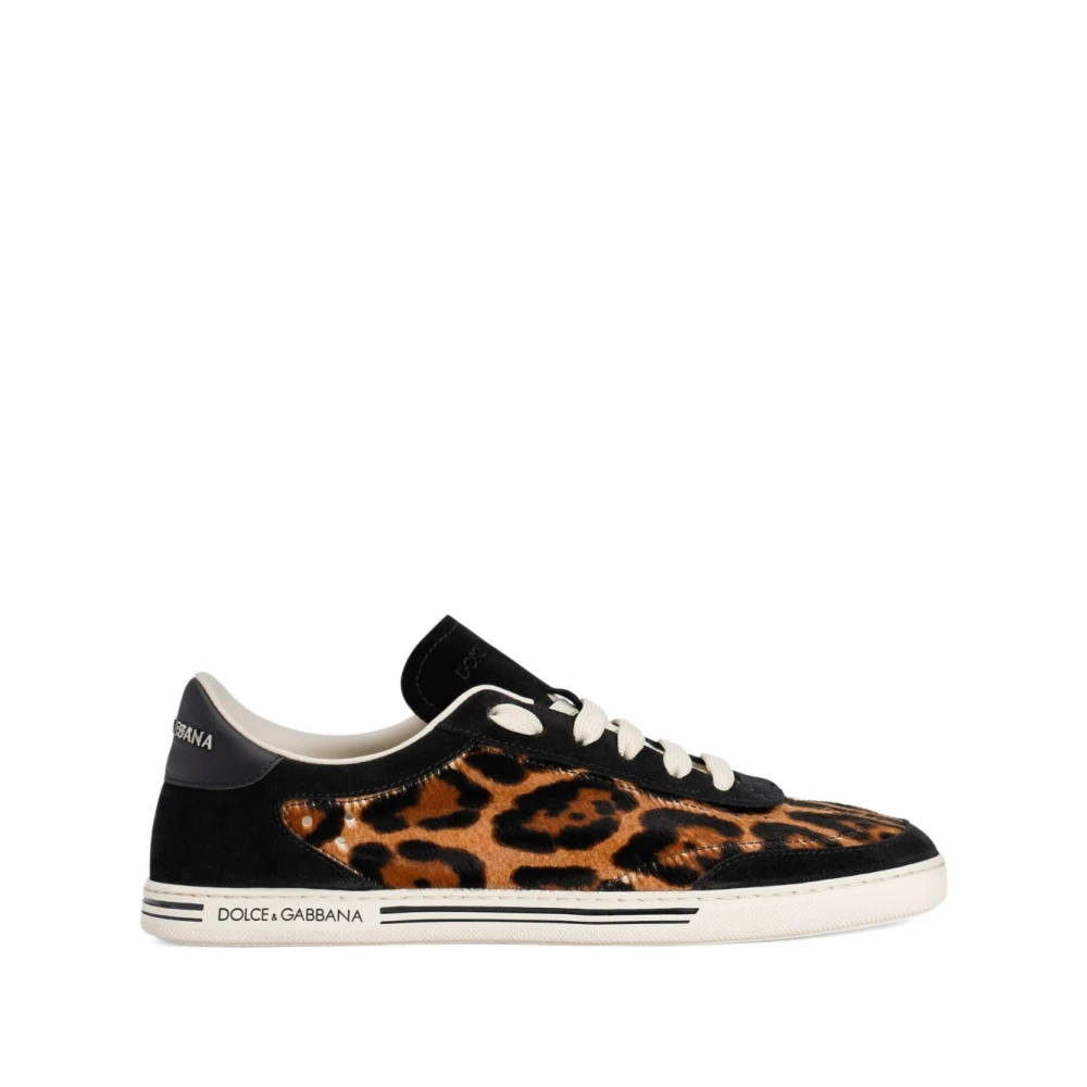 Dolce & Gabbana Leopard Print Lace-Up Sneakers Dames Schoenen Bruin