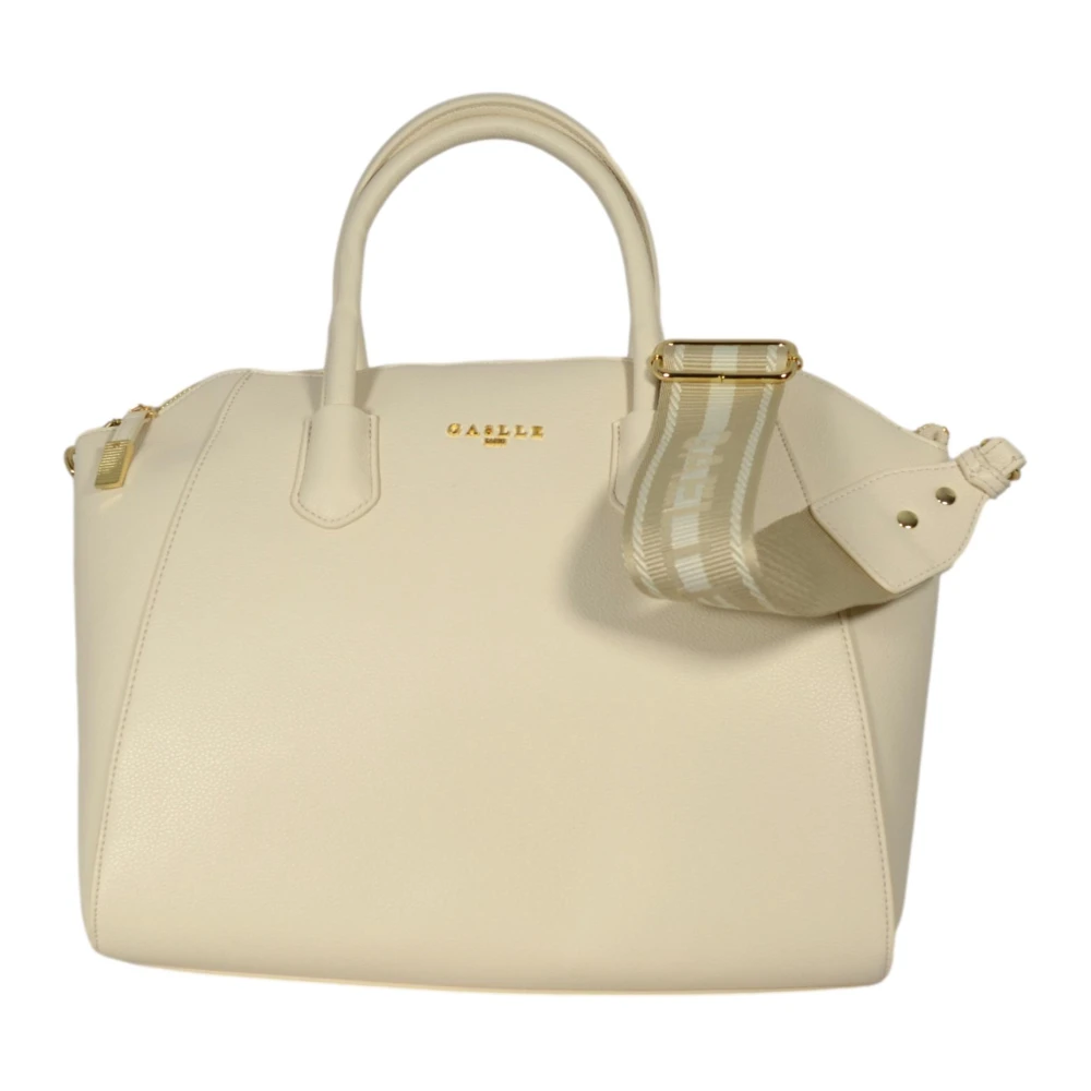Gaëlle Paris Metalen Logo Duffle Tas met Jacquard Riem Beige Dames