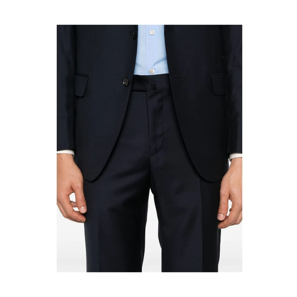 Caruso Navy Blauw Wol Blazer en Broek Blue Heren