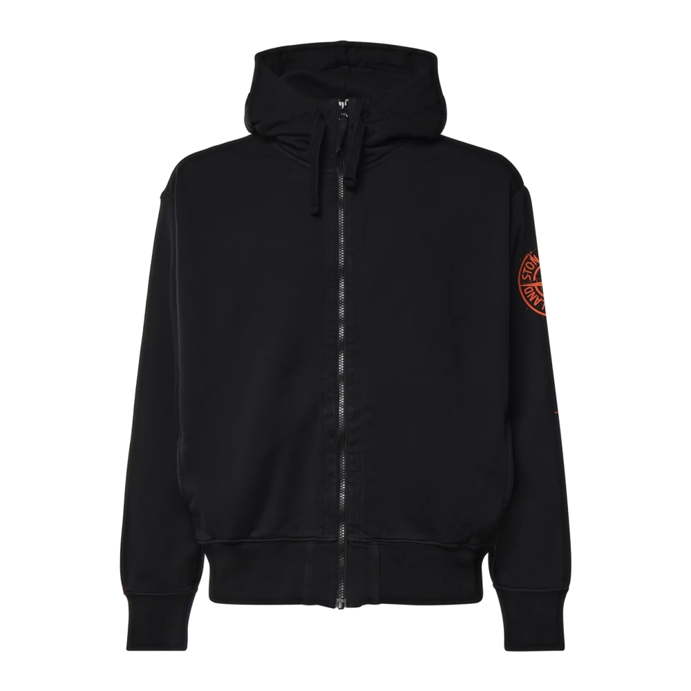 Stone Island Vertical Placement Zip-Through Sweatshirt - Male - Zip-Throughs - Black - Xl - Sweatshirts & Hoodies
