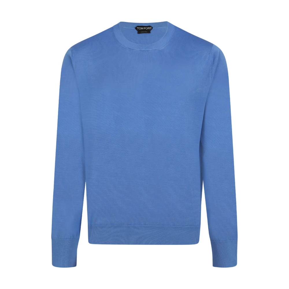Tom Ford Men's Blue Fluid Silk Crew Neck, Round-Neck Knitwear, M, Knitwear
