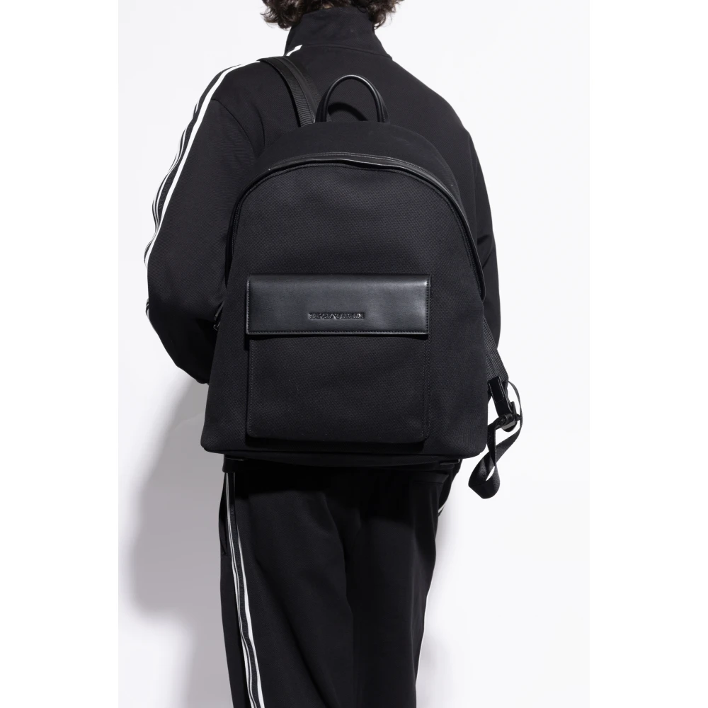 Emporio Armani Rugzak met logo-vormige applicatie Black Heren