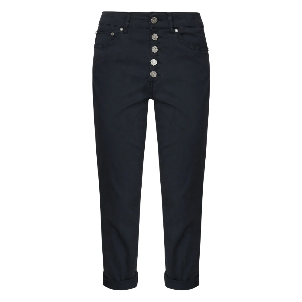 Dondup Zwarte Loose Fit Jeans met Juweelknoop Black Dames