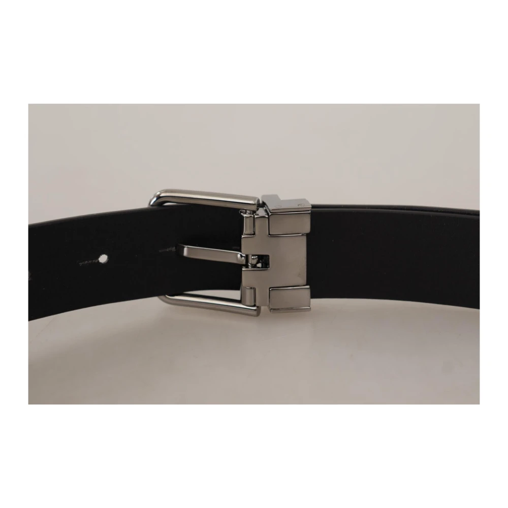Dolce & Gabbana Zwart Leren Logo Gesp Riem Black Heren