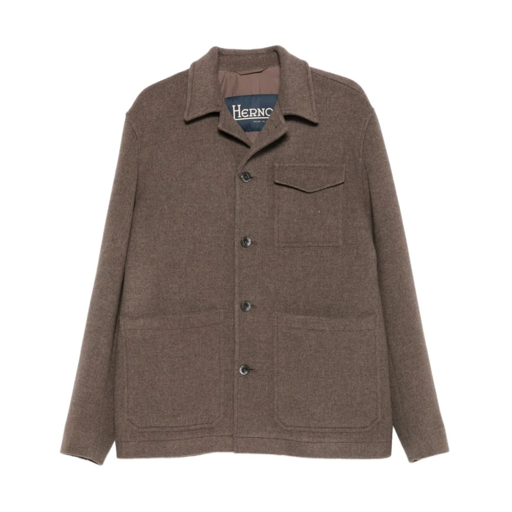 Herno Mannelijk Bruin Jassen Heren, L, Wol, Field Jacket