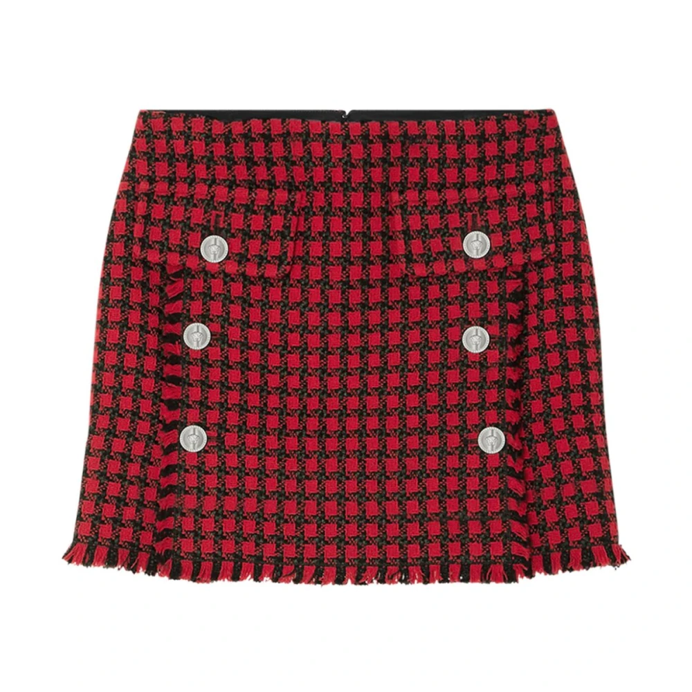 Versace Rood en Zwart Tweed Rok Red Dames