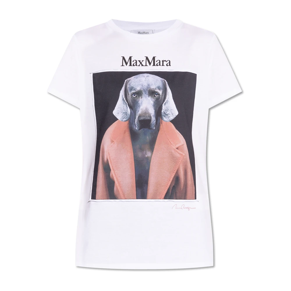 Max Mara T-shirt met 'Cipria' print White Dames