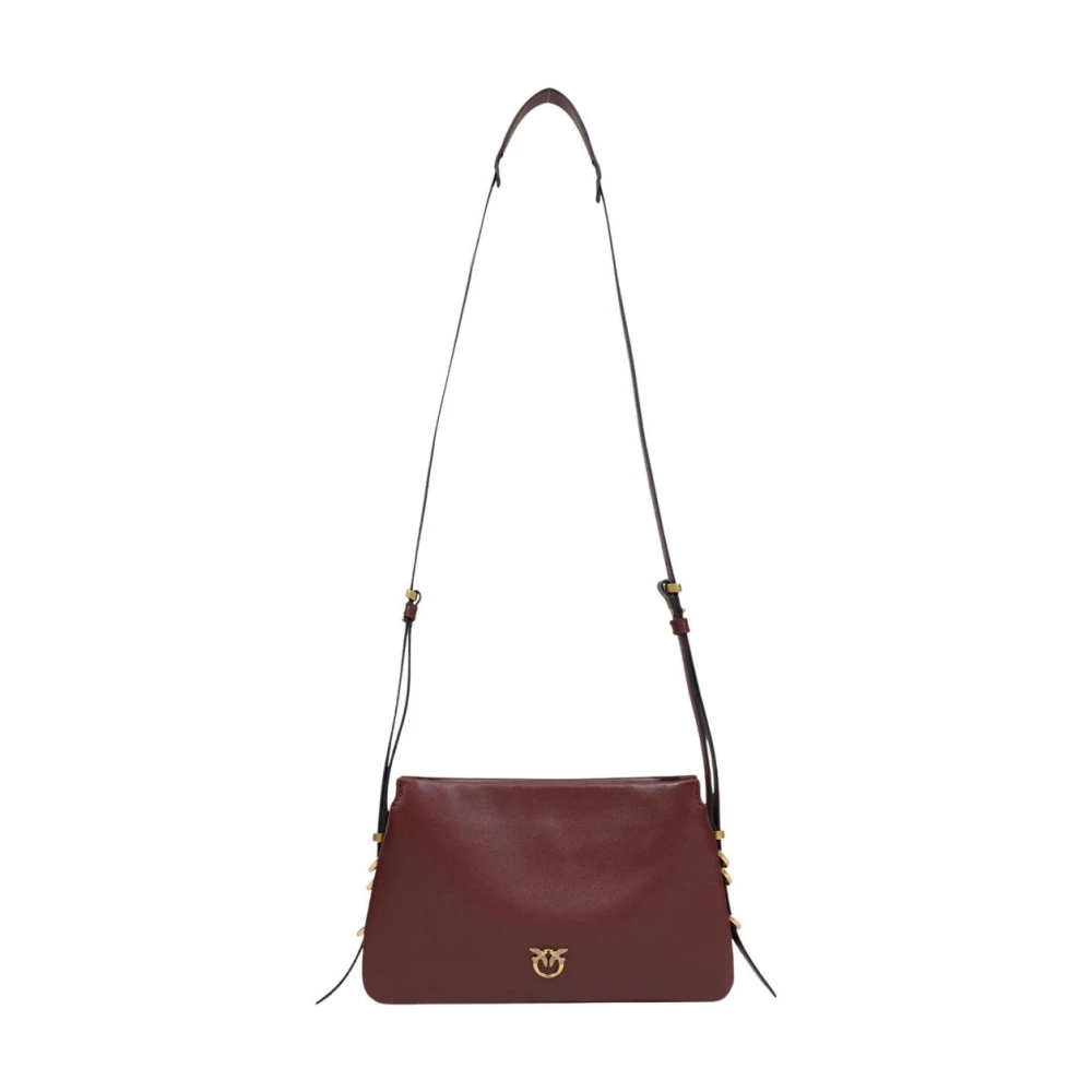 Pinko Women's Red Leather Shoulder Bag With Zip Fastening